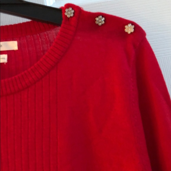 NWT MAX STUDIO Merino jewel rib button sweater L - Picture 2 of 7